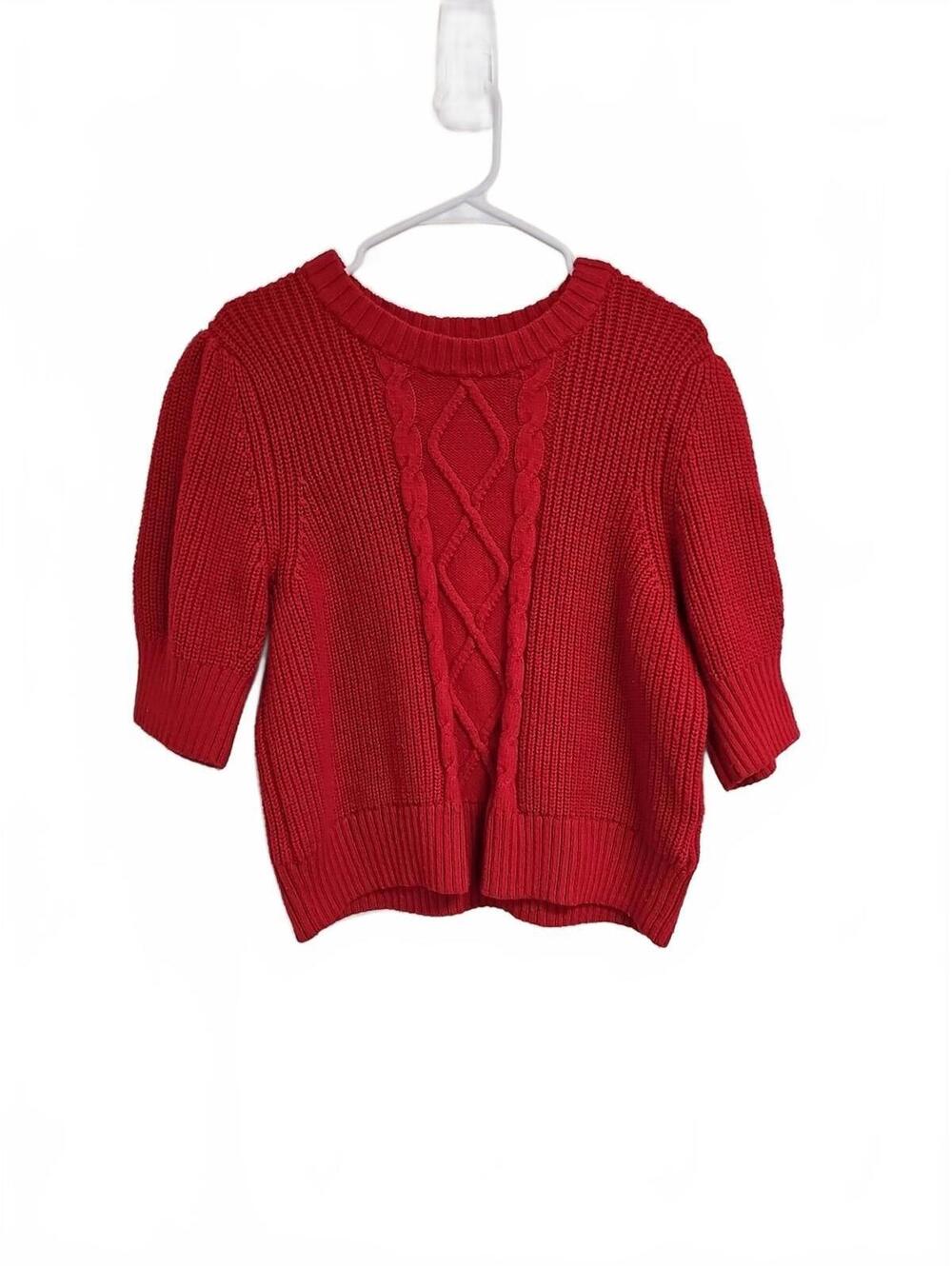 Gap Puff Sleeve Cable-Knit Crewneck Sweater Size XL